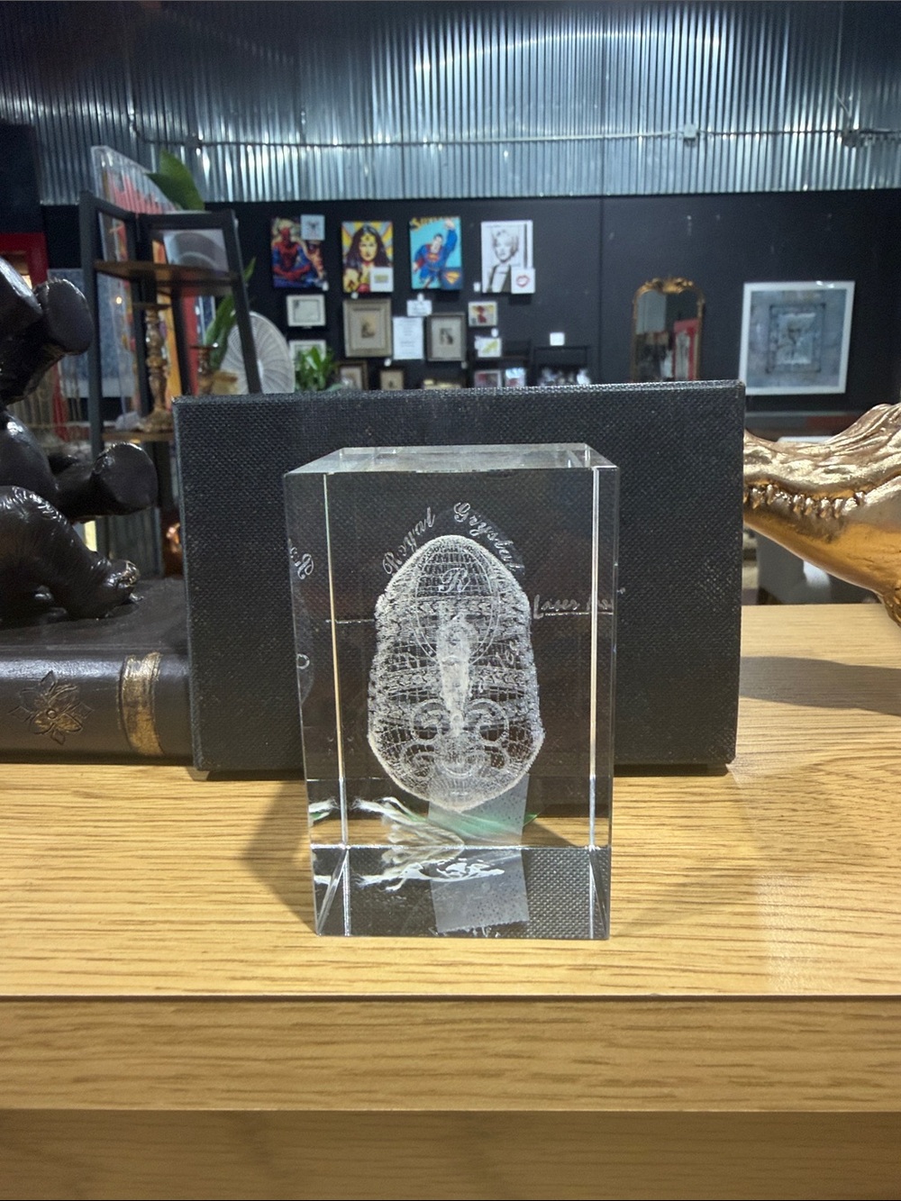 Glass 3D Engraved Skull Crystal Décor - Clear